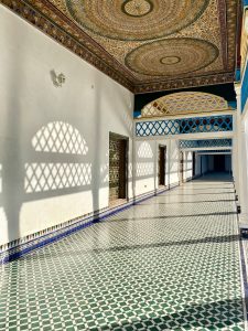 a room with a tiled floor and walls